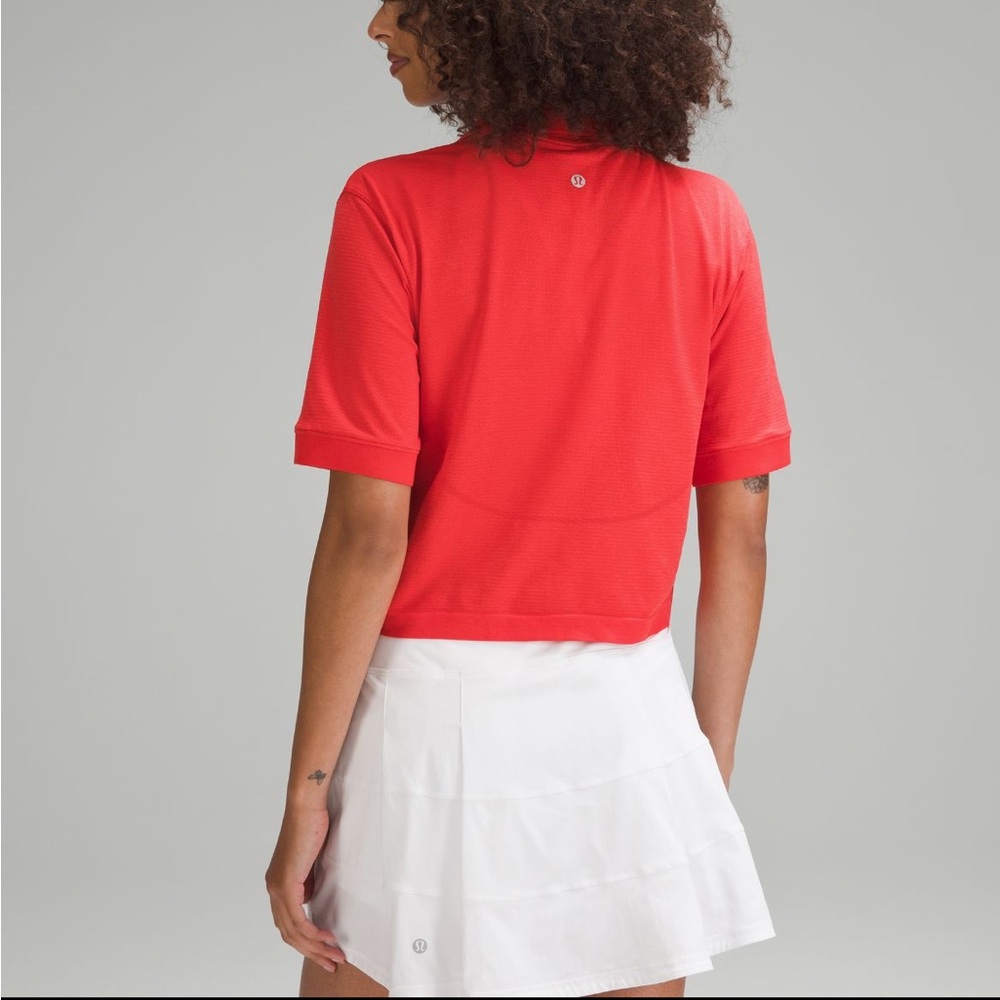 Lululemon Swiftly Tech Short Sleeve Race Relaxed Fit Polo Sz 8 Hot Heat Red Glow - Picture 3 of 6